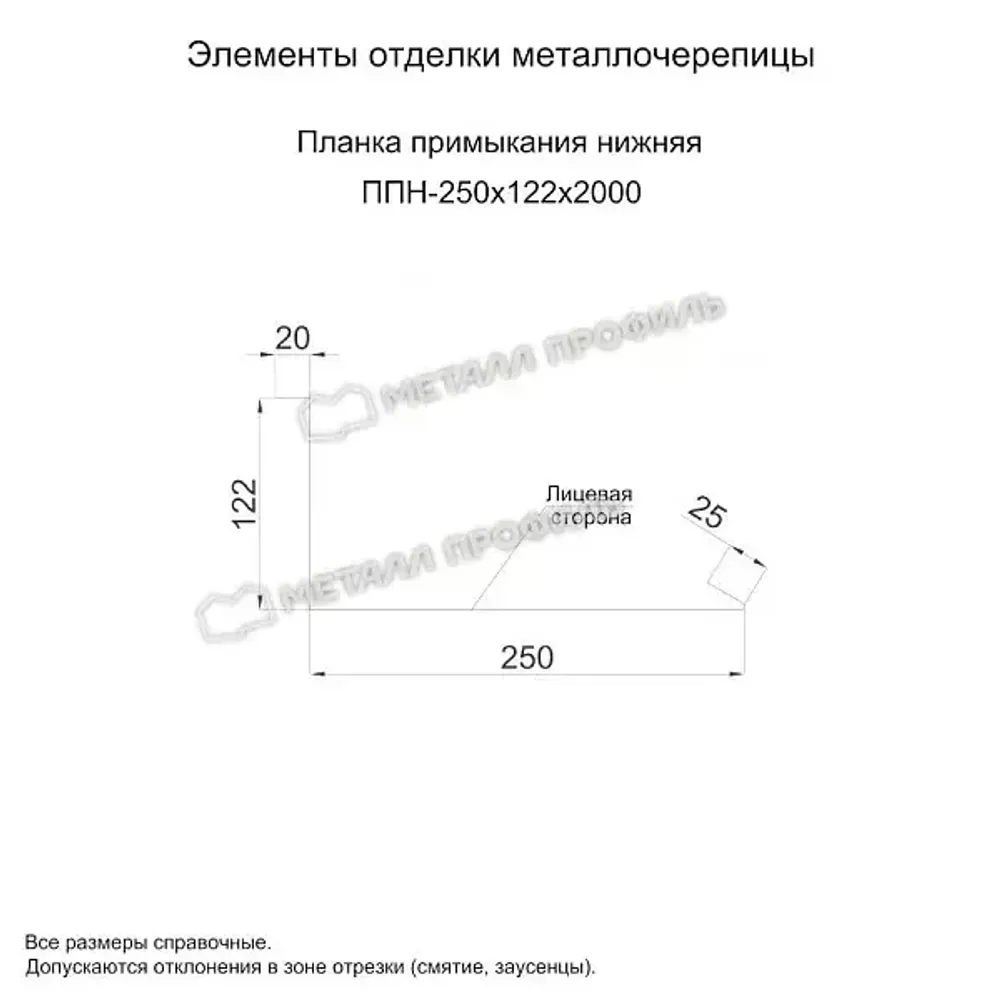 Планка примыкания нижняя 250х122х2000 (ПЭ-01-8017-0,45) Шоколад