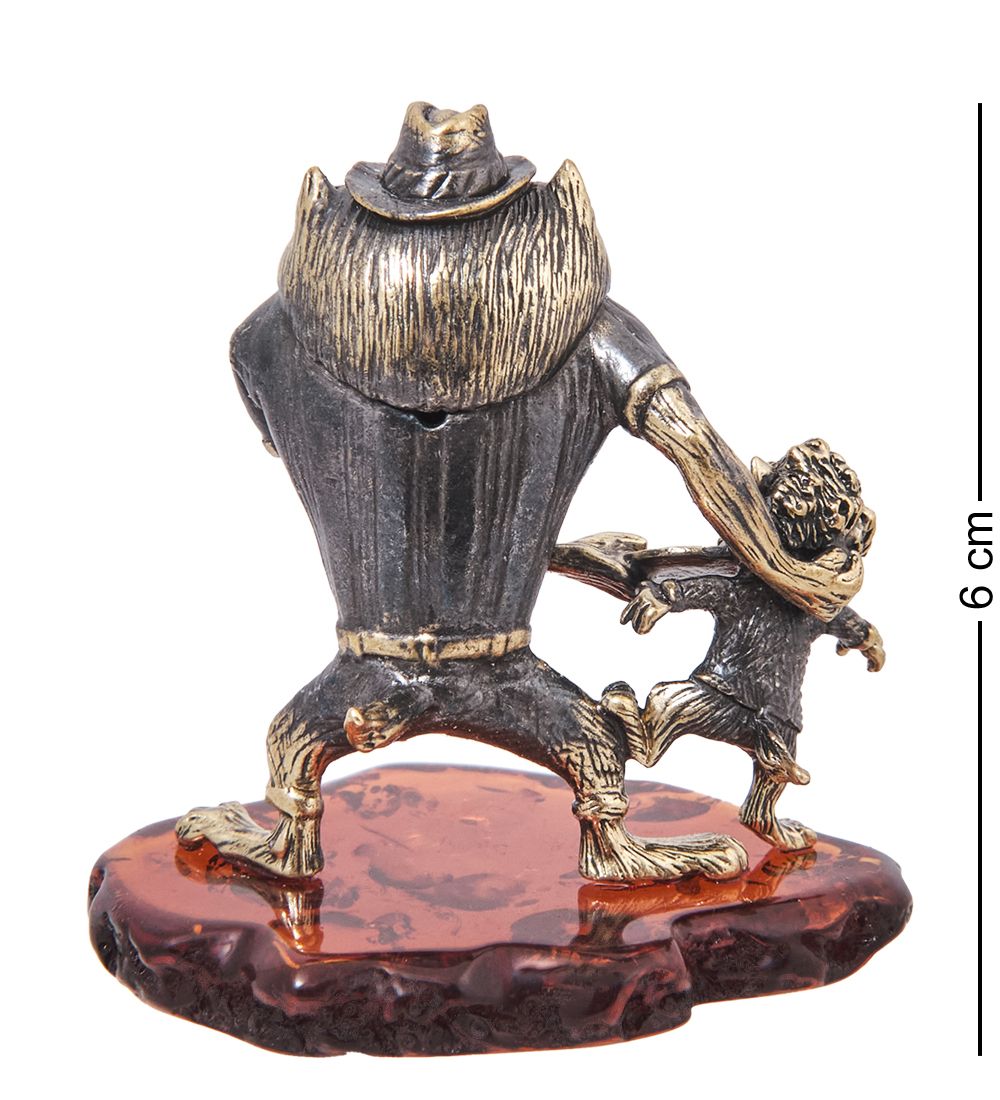 Народные промыслы AM-4119 Фигурка «Волк Вульфыч» (латунь, янтарь)