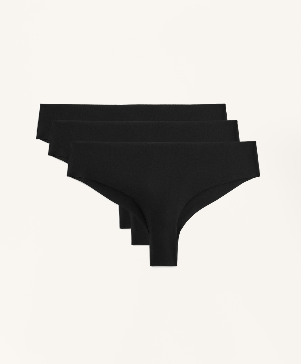 OYSHO Набор из трех пар трусов-бразильяно из полиамидной смеси, черный
