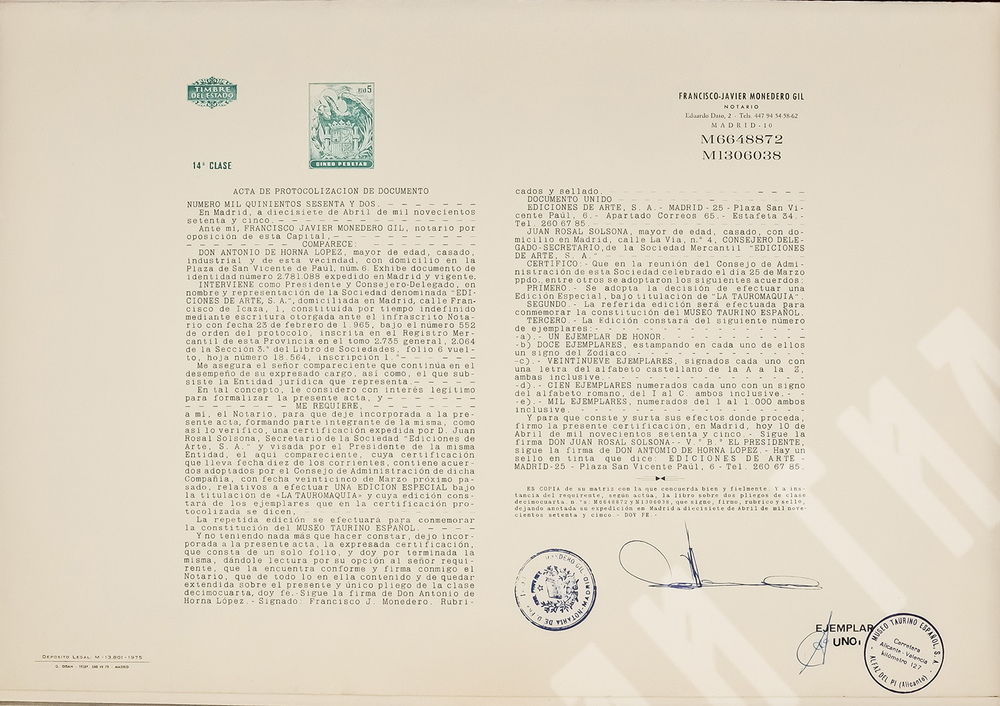 [Офорты Франсиско Гойи] Антонио де Орна. Папка из кожи «Тавромахия (Бой быков)». Кожа