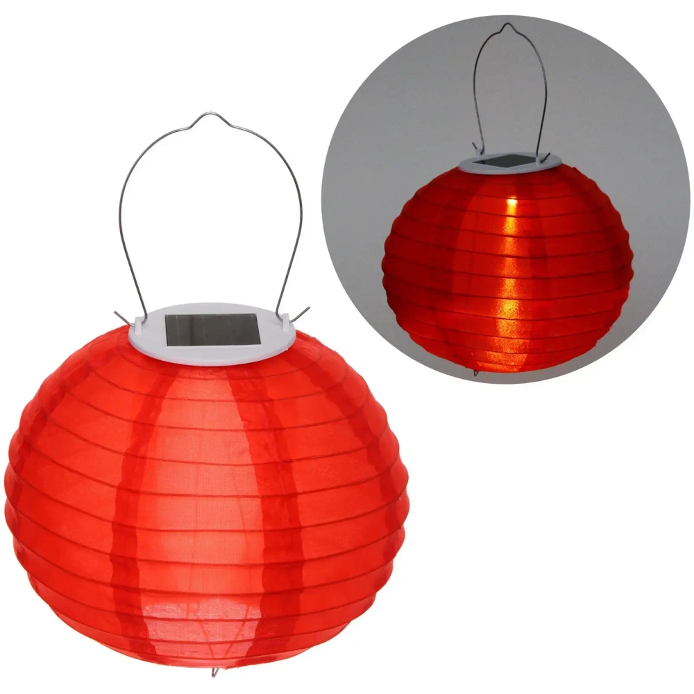 Светильник дачный на солн. батарее «Фонарик» 20 см, 1 лампа LED, с подвесом, Красный