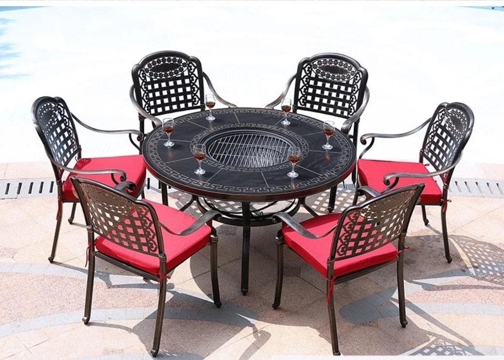 Стол уличный с мангалом из литого алюминия Барбекю-4(BBQ-4)