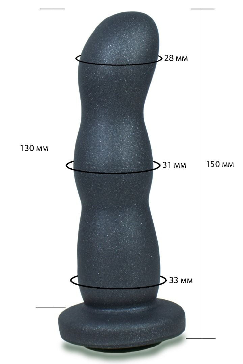 Черная анальная рельефная насадка-фаллоимитатор - 15 см.