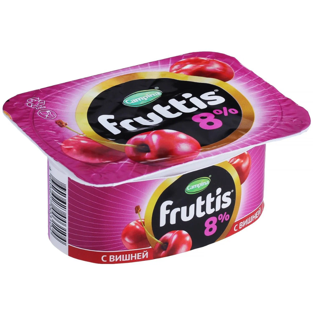 Йогурт Fruttis Вишня/Персик Маракуйя 8% 115 гр