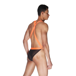 Мужские трусы слипы черные с оранжевыми лямками LaBlinque LB15552