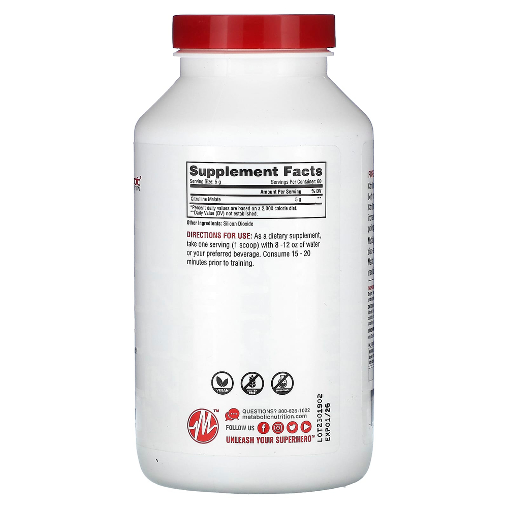 Metabolic Nutrition, Цитруллин, без добавок, 300 г (10,58 унции)