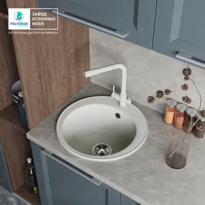 Мойка TOLERO R-108 белый №923С, смеситель DORADO белый №923 (туман)