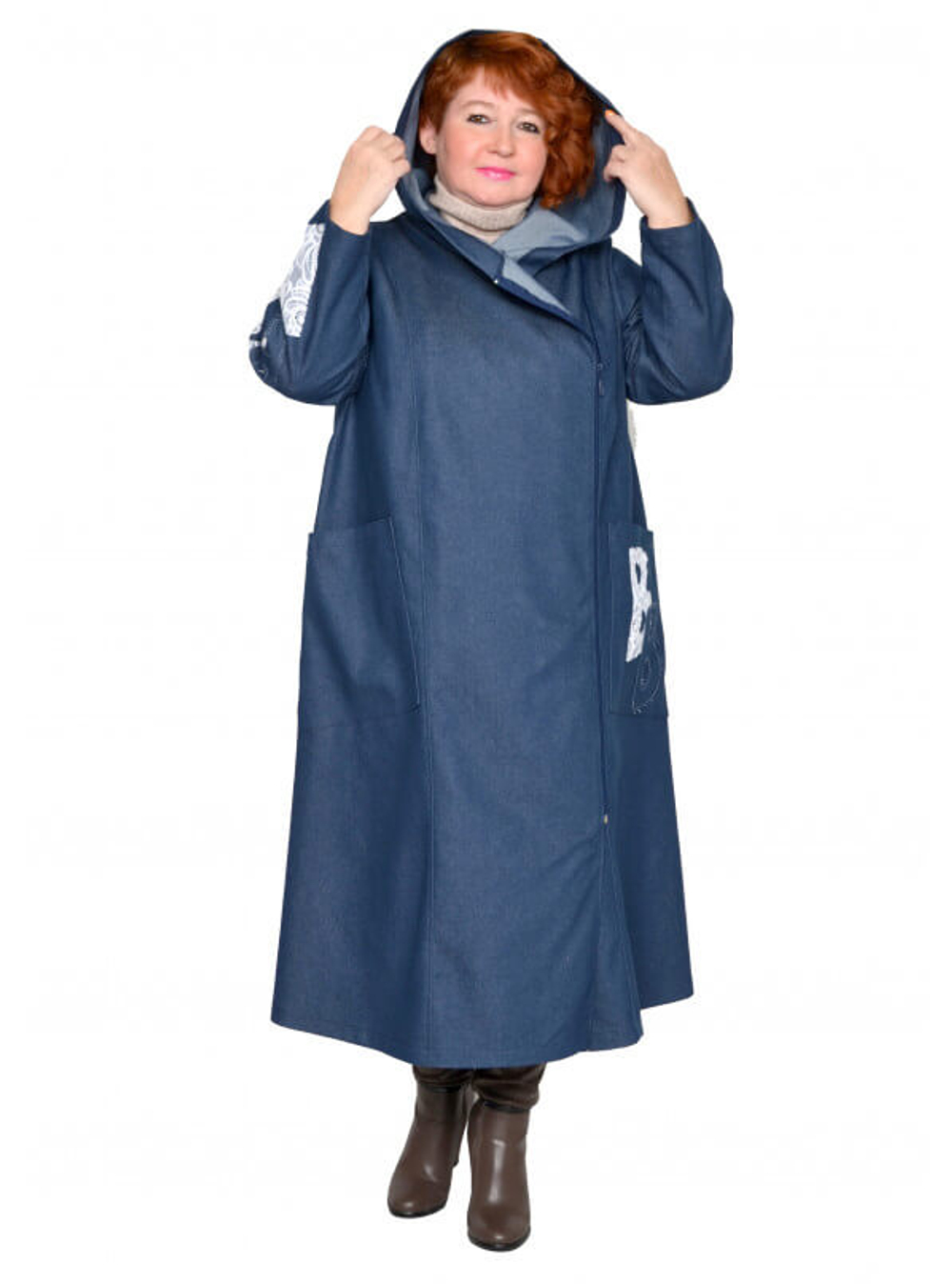 Плащ из джинсовой ткани Литера