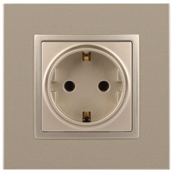 14-2101-04 ЭРА Розетка 2P+E Schuko, 16A-250В, IP20, Эра Elegance, шампань
