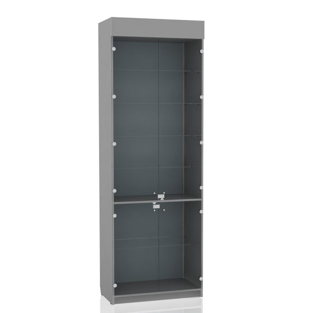 Музейная витрина широкая со стеклянными фасадами