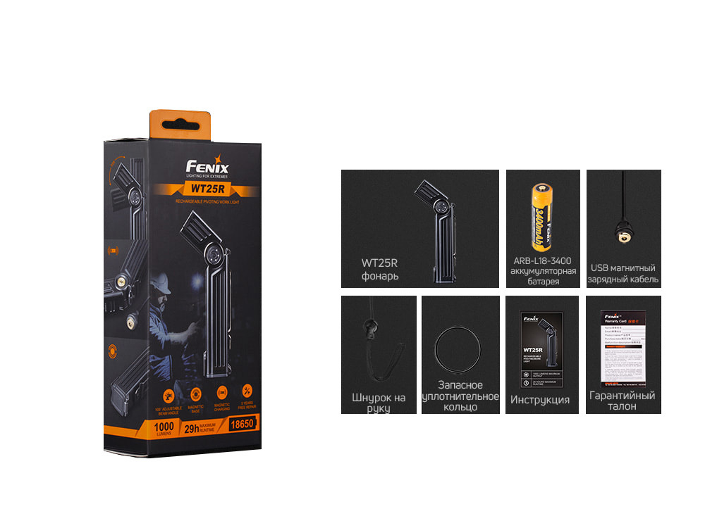 Фонарь светодиодный Fenix WT25R, 1000 лм