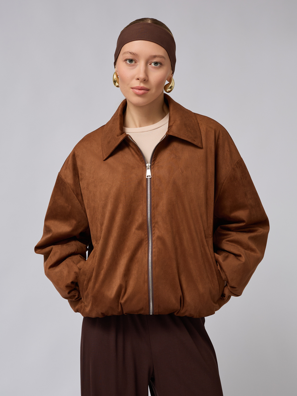 Бомбер утепленный из замши