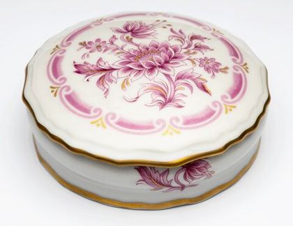 nan VALERIE4 A/012 ANEMONEШкатулка диам 11 Cre Art Белый / Розовый / Золотой