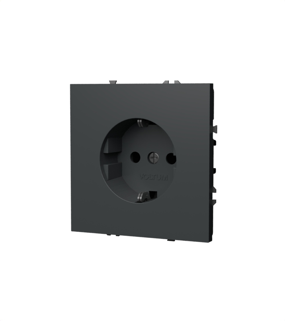 Розетка встраиваемая VOLTUM S70 с заземлением 16А, (титан)