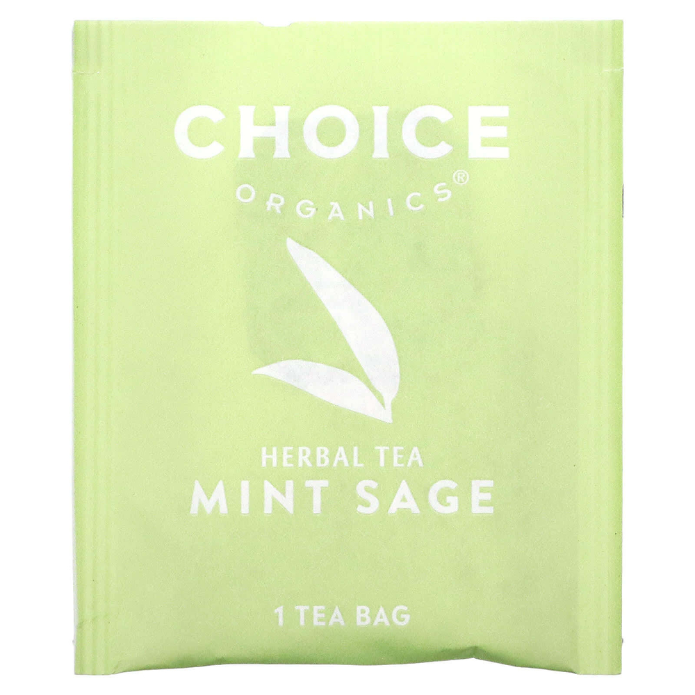 Choice Organic Teas, травяной чай, мята и шалфей, без кофеина, 16 чайных пакетиков, 29 г (1,02 унции)