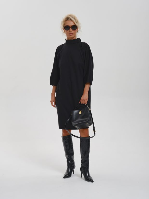 Платье МЫШЬ с воротником стойка, черный