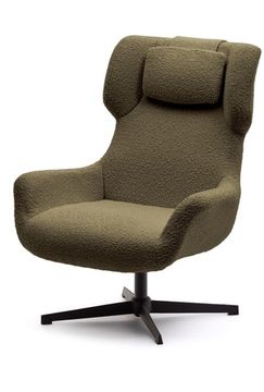 Zalina Вращающееся кресло с подлокотниками из темно-зеленой ткани букле