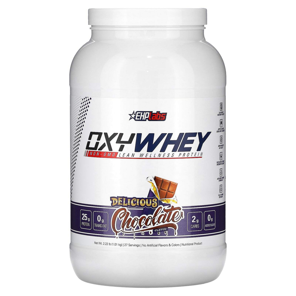 EHPlabs, OxyWhey, постный оздоровительный протеин, вкусный шоколад, 1,01 кг (2,22 фунта)