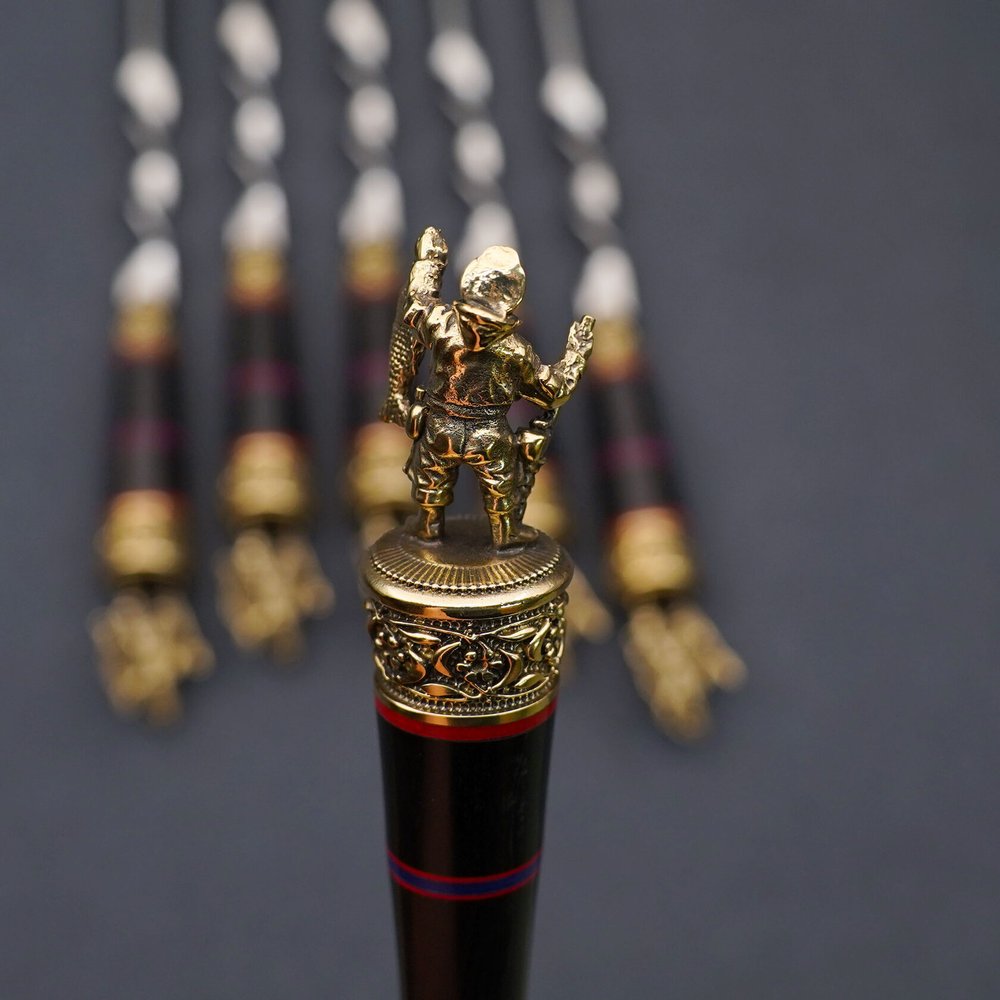 Подарочный набор шампуров "Рыбак", рукояти черный мореный граб