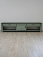 Тумба под телевизор Сюзанна 180 см, с ящиками и полками, зелёный