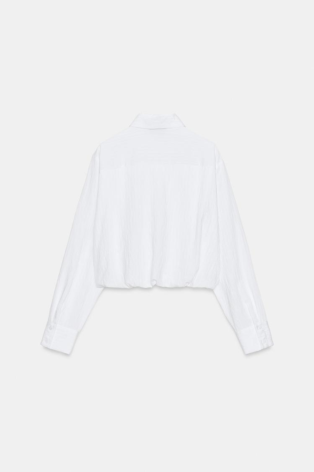 ZARA РУБАШКА ИЗ ПОПЛИНА В ПОЛОСКУ С РУКАВАМИ-БУФФ, БЕЛЫЙ