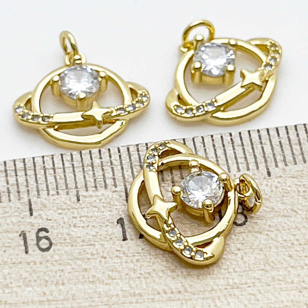 Подвеска Космос, позолота, фианиты, размер 15*13 мм, цена за 1 шт