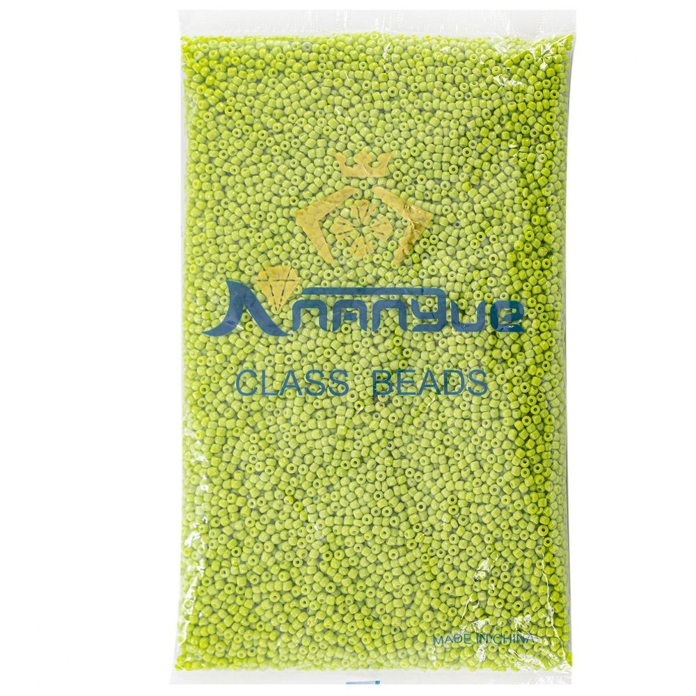 Бисер Alingar размер №8 вес 450 гр., салатовый глянец, непрозрачный, пакет