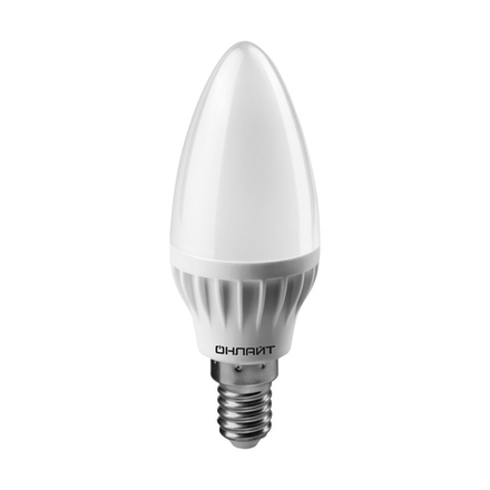 Лампа светодиодная LED матовая Онлайт, E14, C37, 8 Вт, 2700 K, теплый свет