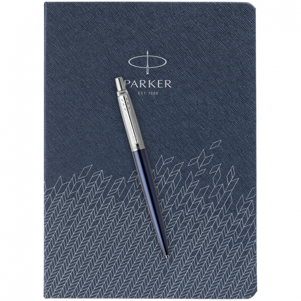 Подарочный набор: Шариковая ручка Parker Jotter Essential, Royal Blue CT и Ежедневник недатированный, синий