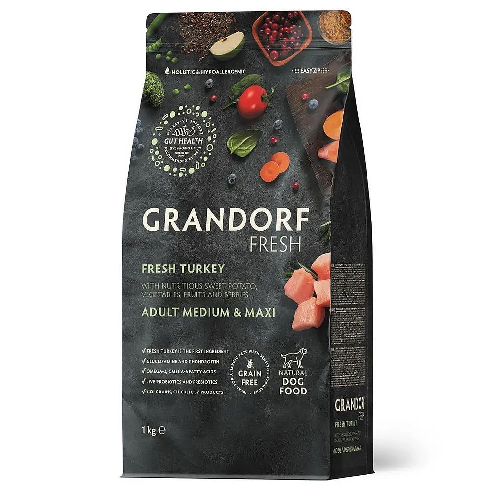 GRANDORF Fresh Dog Adult Med&amp;Maxi Turkey&amp;Sweet Potato 1 кг