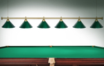 Лампа STARTBILLIARDS 6 пл. (плафоны зеленые,штанга золотая,фурнитура золото)