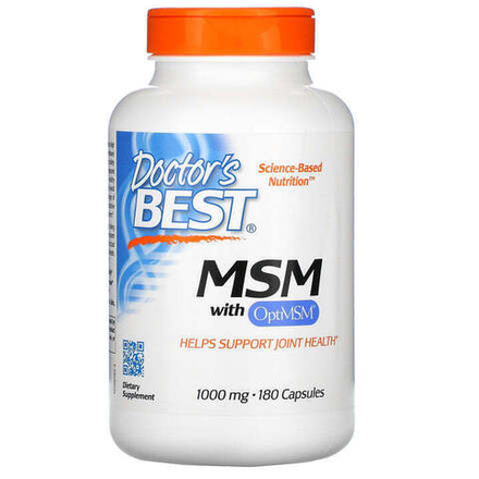 Doctor's Best, МСМ, MSM with OptiMSM 1000 mg, 180 капсул