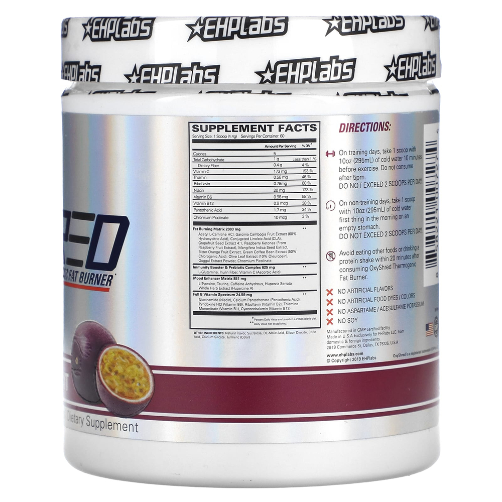 EHPlabs, OxyShred, термогенный сжигатель жира, со вкусом маракуйи, 264 г (9,3 унции)