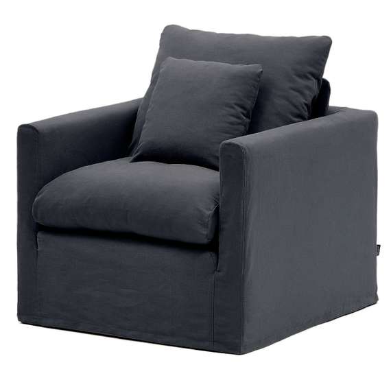 Кресло Nora со съемным чехлом и подушкой из льна и хлопка серо-антрацитовое 92 см