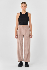 Брюки велюровые широкие с манжетами с карманами