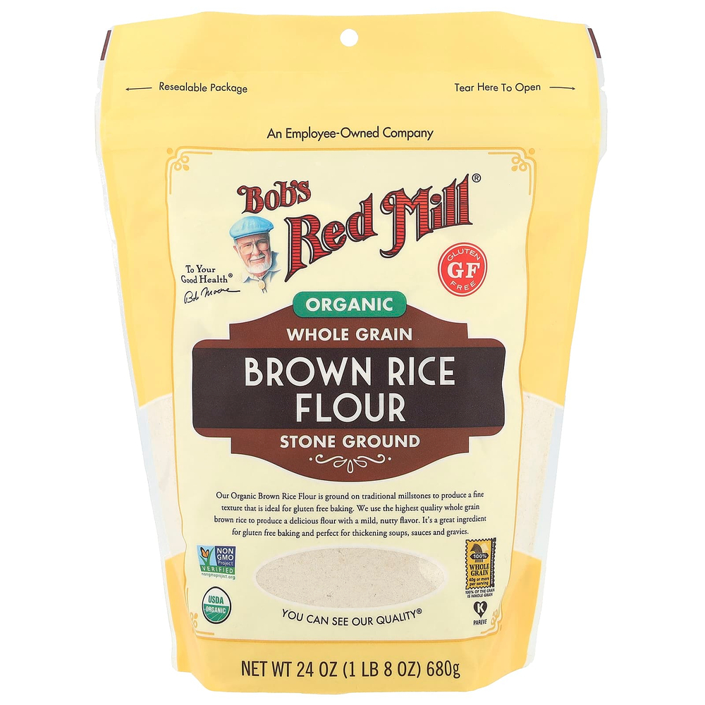 Bob's Red Mill, органическая мука из бурого риса, цельнозерновая, 680 г (24 унции)