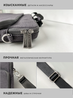 Сумка для ноутбука 15,6" и 17" с ремнем на плечо и большим карманом спереди (Серый)