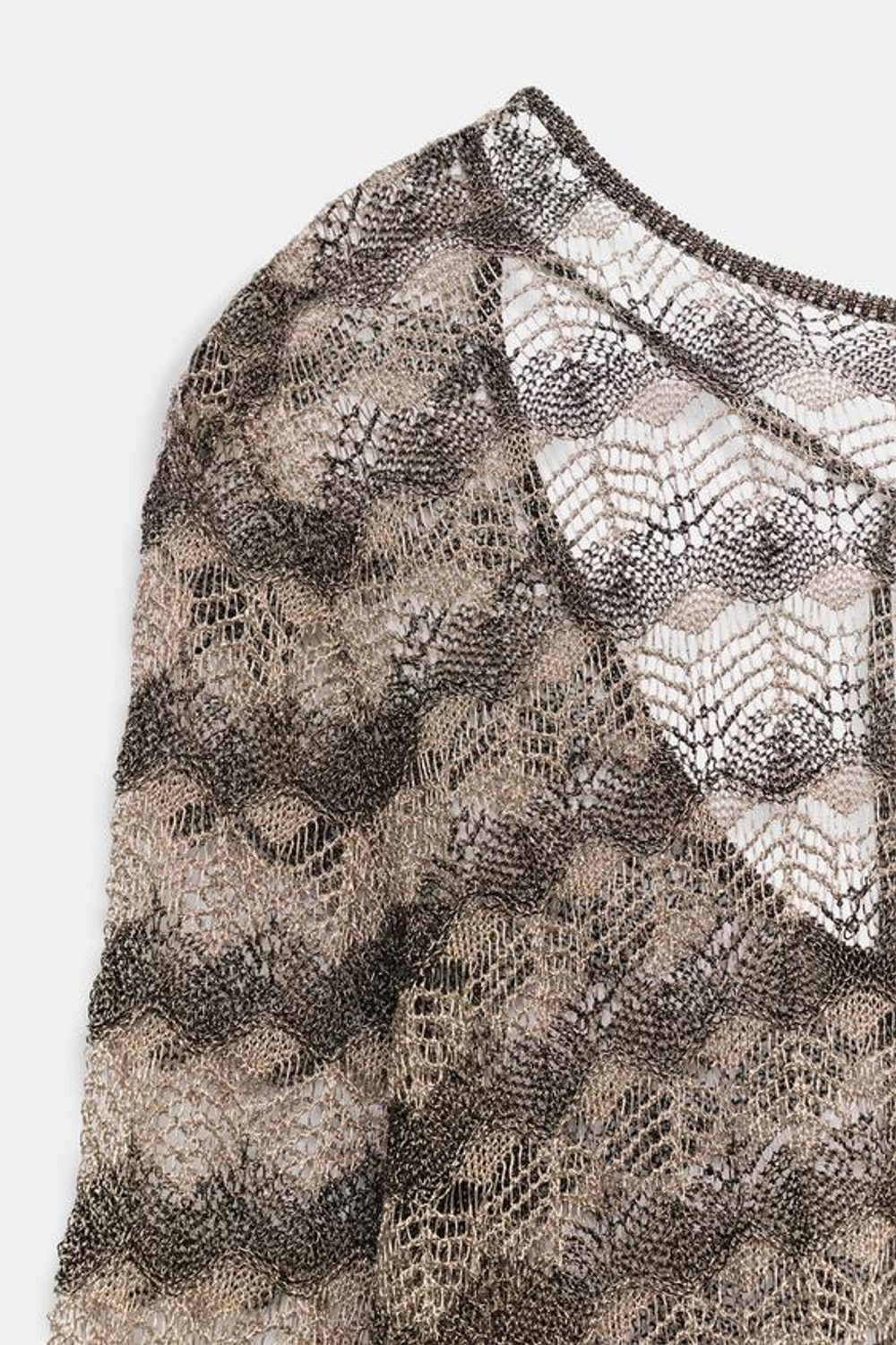 ZARA АЖУРНОЕ МИНИ-ПЛАТЬЕ С БЛЕСТЯЩЕЙ НИТЬЮ, ПОЛОСКИ