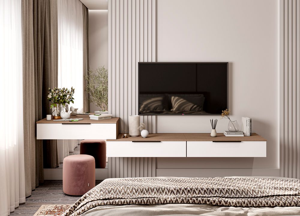 МС Роза Подвесная тумба 900 Орех Франклин/Ройс Пудра скин