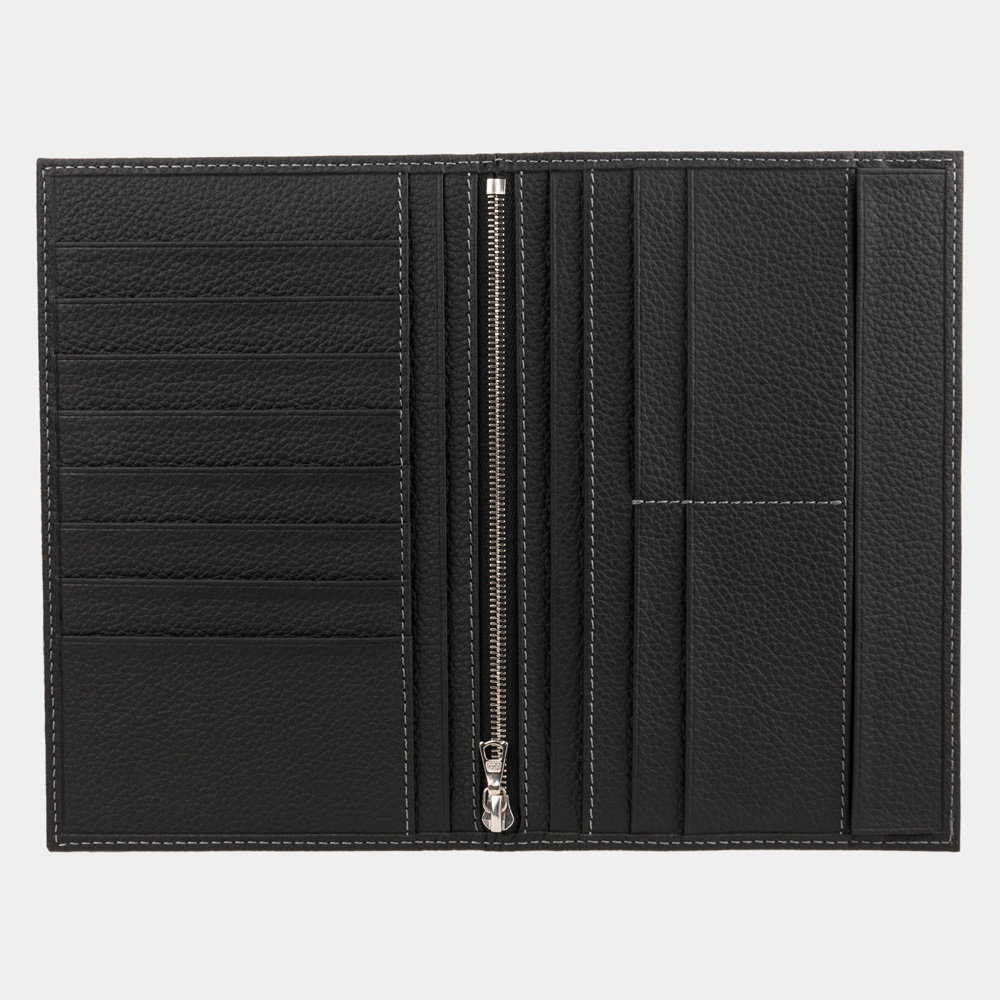 Кошелек мужской кожаный, теленок черного цвета