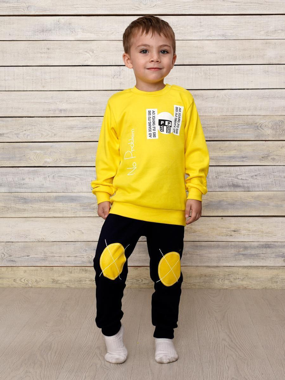 Костюм верх-желтый,низ-черный р.104 (Счастливая малинка)