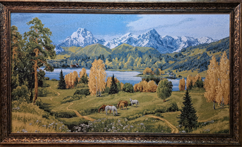 «Бабье лето»- Гобелен в багетной раме. (130*70)