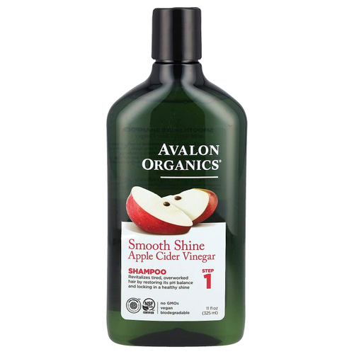 Avalon Organics, Шампунь, для гладкого блеска, шаг 1, яблочный уксус, 325 мл (11 жидк. унц.)