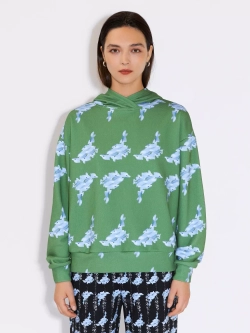 Худи зеленое с принтом OLA OLA