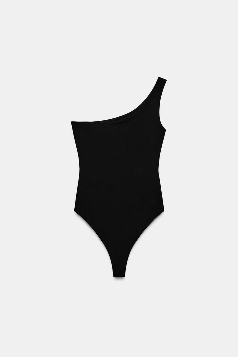 ZARA БОДИ АСИММЕТРИЧНОГО КРОЯ С БАХРОМОЙ И БЛЕСКОМ, ЧЕРНЫЙ