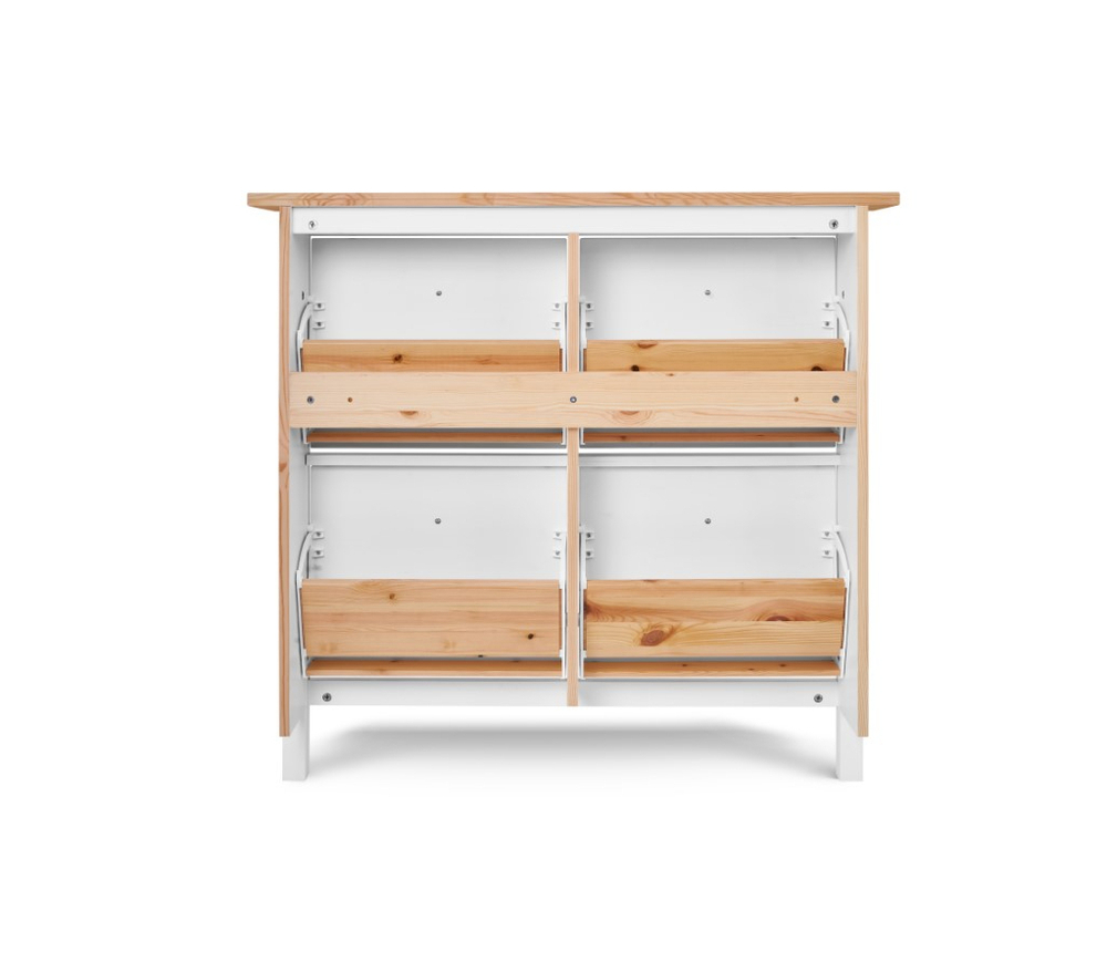 Обувница 4 ящика КЫМОР (HEMNES), 106х101х22 см, белый/светло-коричневый