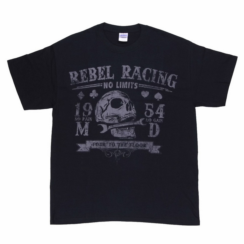 Футболка Rebel Racing, No limit, no pain, no gain 1954 ( череп )