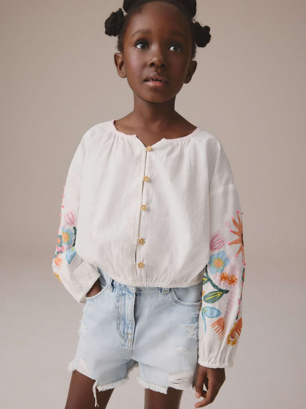 Блуза с вышивкой для девочки Next E76-887, Белый