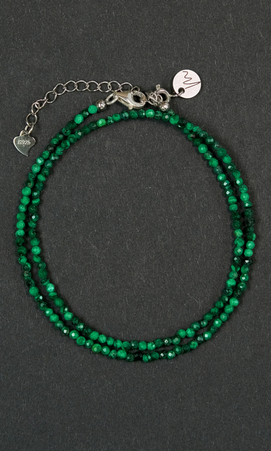 Чокер "Memo Career" из малахита на замочке 33-38 см