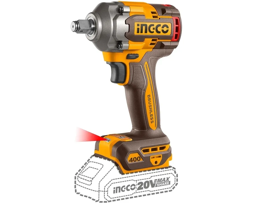 Аккумуляторный бесщеточный ударный гайковерт INGCO CIWLI2040 INDUSTRIAL 20 В 1/2" 400 Нм